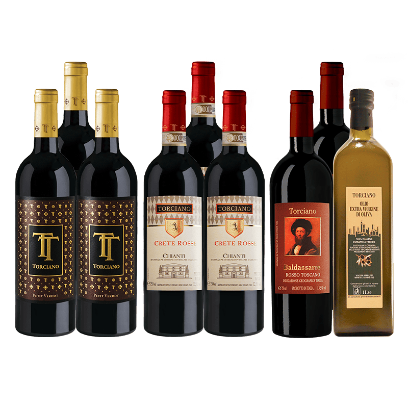 Torciano Mix: 8 Red Wines + 1 Extra Virgin Olive Oil